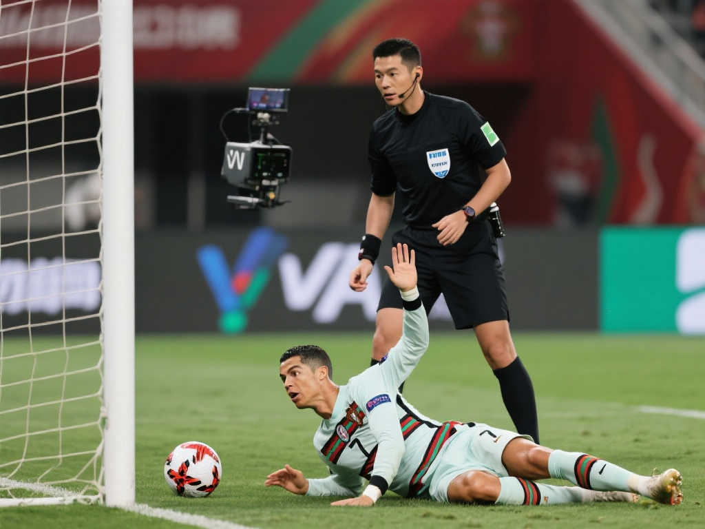 C罗禁区摔倒马宁判点球,C罗摇头示意马宁查看VAR撤销判罚 C罗禁区摔倒马宁判点球,C罗摇头示意马宁查看VAR撤销判罚