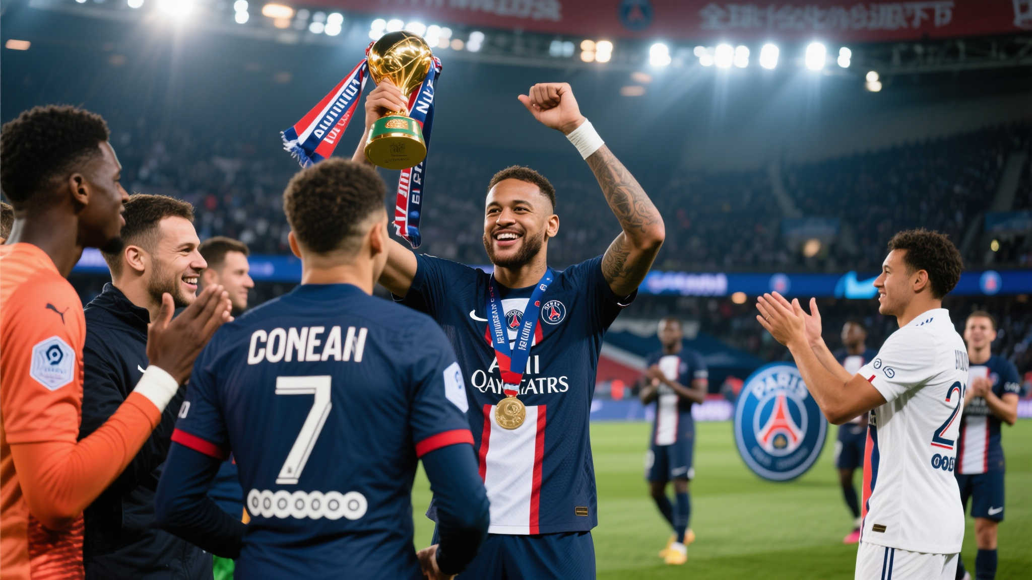 穆勒展示拜仁荣誉，同时向巴黎致欧冠贺词